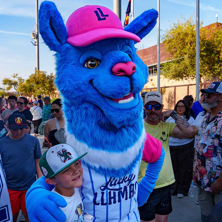Lucky Llama Mascot with Fan